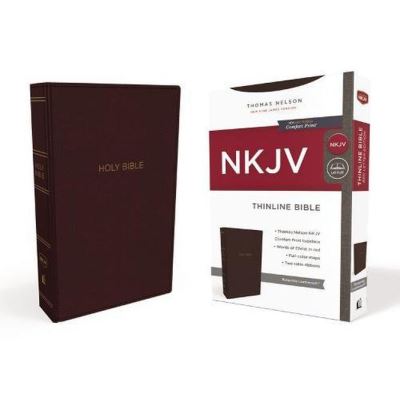 NKJV, Thinline Bible, Standard Print, Imitation Leather, Burgundy, Red Letter Edition - [Version Originale]