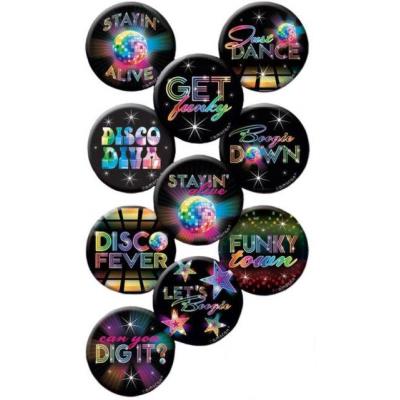 10 Badges Disco 4.5 cm taille unique