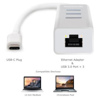 JSAUX Adaptateur USB C vers Ethernet,Adaptateur réseau LAN 1000M,Corde en Nylon Adaptateur USB C vers RJ45 Thunderbolt 3 vers RJ45,Compatible avec MacBook Pro 2020/2019/2018/2017,MacBook Air-Rouge 