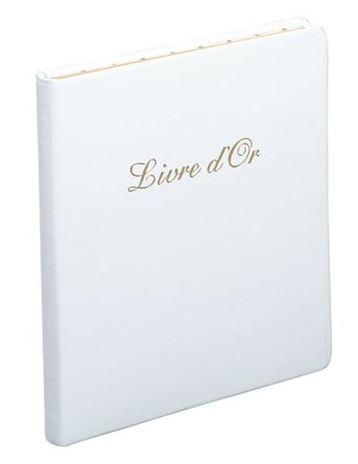 Livre d'or Exacompta Cuir Alpille 27x22cm avec titre - Blanc - 140p