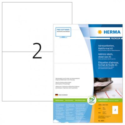 herma herma etiquette universelle premium, 148,5 x 105 mm, blanc noir