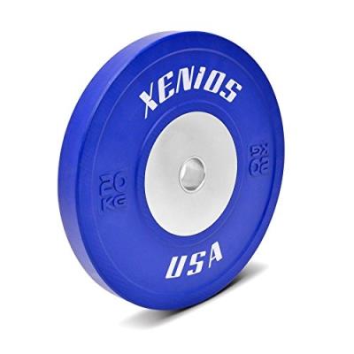 Xenios usa caoutchouc plate central competition bumper avec plateau en acier inoxydable, bleu, 20 kg, psbpcrbpl20