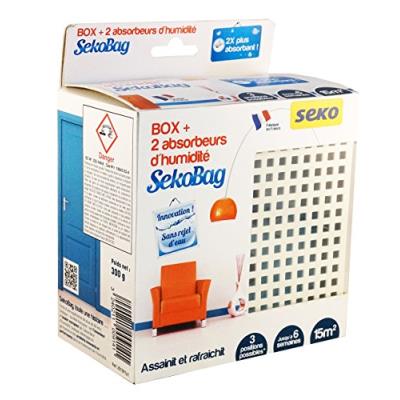 Seko box sekobag x2 déshumidificateur d'air avec 2 absorbeurs 150 g blanc
