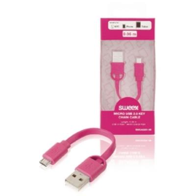 Câble pour chaîne porte-clés micro usb 2.0, usb a mâle vers micro usb b mâle, longueur 0,10m, bleu sweex