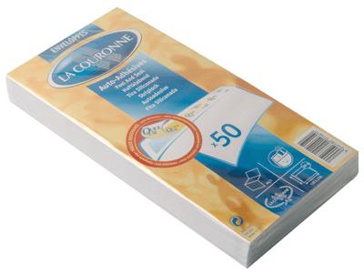 La Couronne - Enveloppes Blanches Dl 80g Bandes Detachables - Paquet De 50