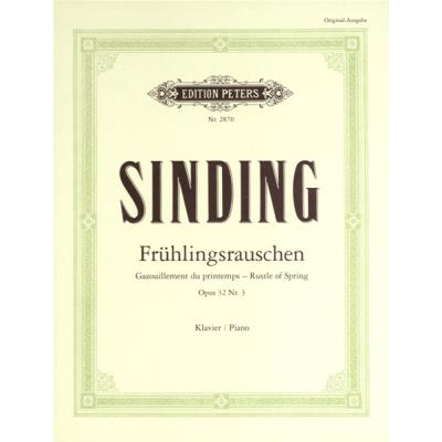 Partitions classique EDITION PETERS SINDING CHRISTIAN - RUSTLE OF SPRING OP.32 NO.3 - PIANO Piano