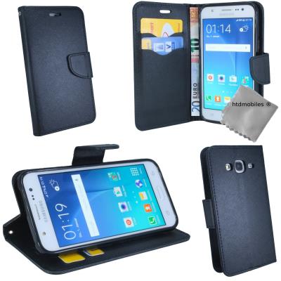 Housse etui coque pochette portefeuille pour Samsung Galaxy J3 (2016) - NOIR / NOIR