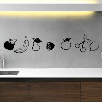 Pick and Stick Sticker Mural déco Fruits et légumes - 35 x 55 cm, Noir