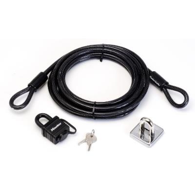 Master lock câble en acier cadenas à boucles laminé tressé point dancrage noir 4.50 m