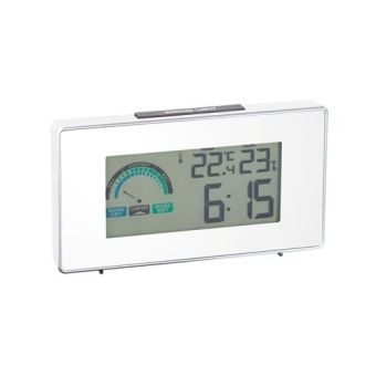 Reveil Radio-Pilote - Calendrier et Thermometre integre - Ecran LCD avec  Affichage Retroeclaire - 7 Langues - Mode Alarme - Temperature Ambiante