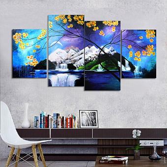 4 Pcs Toile Peinture à Lhuile Décoration Murale Sur Toile Paysage