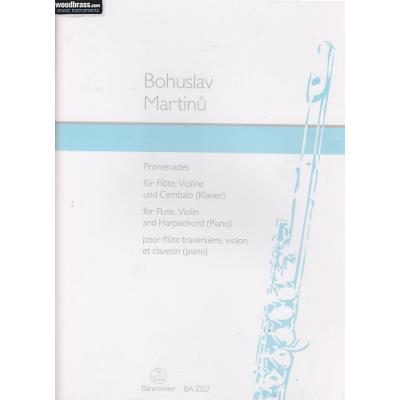 Partitions classique BARENREITER MARTINU BOHUSLAV - PROMENADES - FLUTE, VIOLON, CLAVECIN OU PIANO Musique de chambre