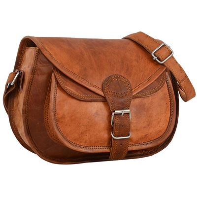 Sac à main - Gusti Cuir nature Evelyn sac à bandoulière vintage sac à main rétro sacoche besace homme femme cuir de chèvre marron K54b S