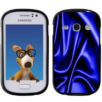 Coque Souple en gel noir pour Galaxy Fame avec impression Motifs soie drapée bleue