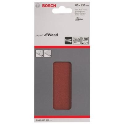 Bosch 2608605282 Feuille Abrasive Pour Ponceuse Vibrante 80 X 133 Mm 8 Trous Grain 180 10 Pièces
