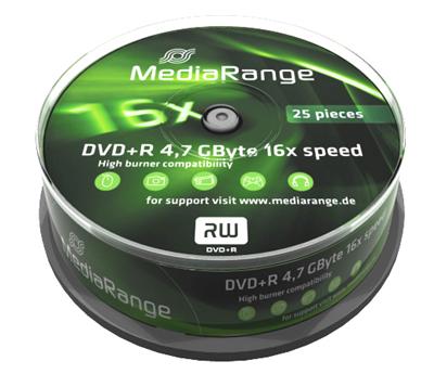 DVD+R 16x certifié, 25 pièces en cake box