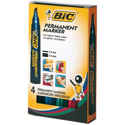 Marqueur Bic Permanent Biseaute - Pochette De 4