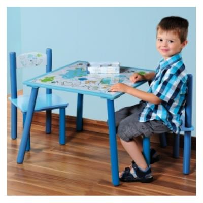 Table et deux chaises pour chambre d'enfants - Ensemble mobilier pour chambre garçon - Dinosaures