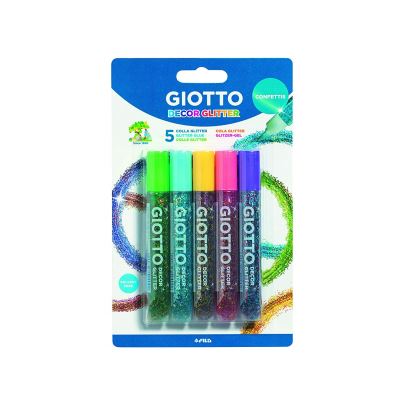 Giotto 545400 Pack de 5 Tubes de colle confettis 10,5 ml