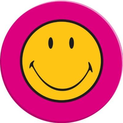 ZAK DESIGNS 6187-0312- ASSIETTE RONDE MÉLAMINE FRAMBOISE DIAMÈTRE: 25 CM SMILEY