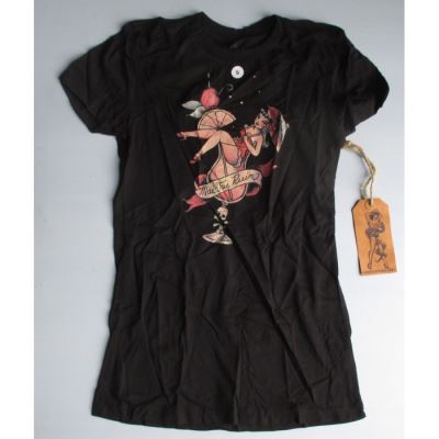 t shirt lucky 13 noit taille S avec une pin up dans un verre