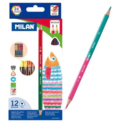 Milan Crayons triangulaires bicolores 24 couleurs 07112312 24x - vue 2