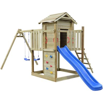 vidaXL Aire de jeux avec échelle, toboggan et balançoires en bois
