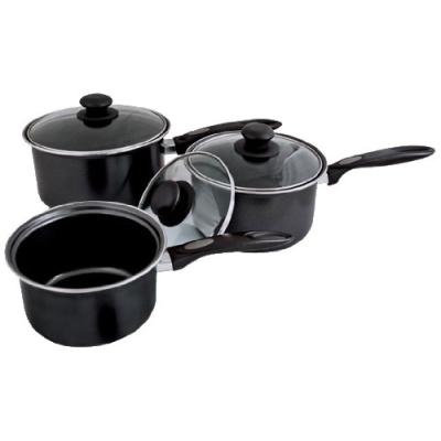 benross marketing anika lot de 3 casseroles en acier au carbone non adhésif noir