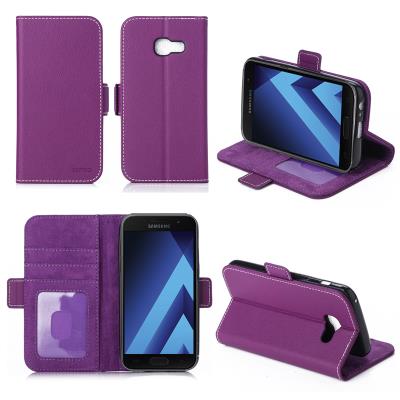 Samsung Galaxy A5 2017 4G : Housse Portefeuille luxe violette Cuir Style avec stand - Etui violet coque de protection Galaxy A5 2017 avec porte cartes - Accessoires pochette XEPTIO : Exceptional case !