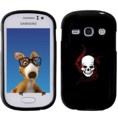 Coque Souple en gel noir pour Galaxy Fame avec impression Motifs tête de mort sur fond tribal