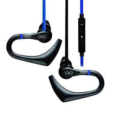 Veho ZS-3 Ecouteur étanche avec Crochets d'oreilles/Microphone/Contrôle à distance/Flex Anti-Tangle Câble Bleu/Noir