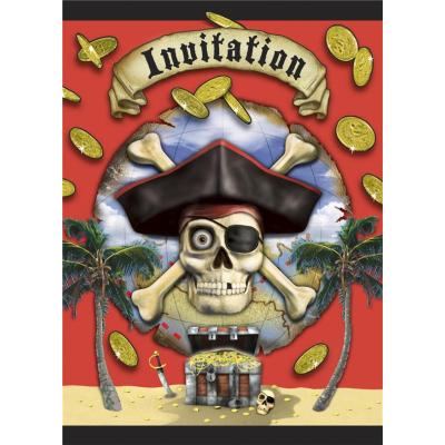 8 Invitations Pirates - Décoration anniversaire