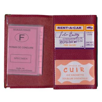 Porte papiers voiture rose beige + étui carte grise made in France simili  cuir