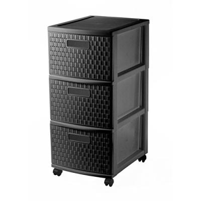Sundis 4481003 country tour de rangement avec 3 tiroirs polypropylène noir 38 x 30 x 65,5 cm