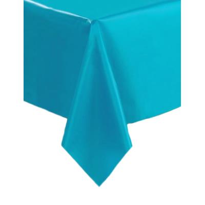 Nappe bleu turquoise en plastique (137 x 274 cm)