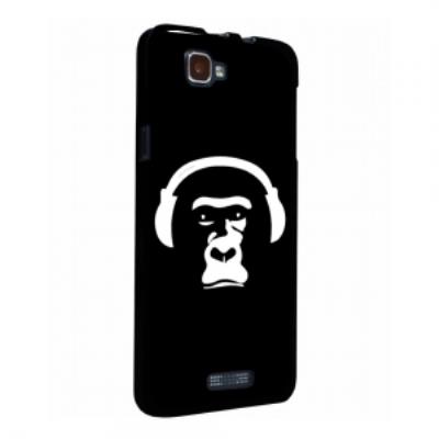 Coque rigide Wiko Rainbow impression singe avec casque