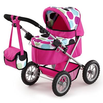 Bayer design - 13088 - poussette landau pour poupée - trendy avec des points - réglable - rose - 68 cm
