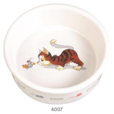 Ecuelle Céramique Avec Motifs Pour Chats, 0,2 L/Ø 11 Cm, Blanc - 4007 - Mon Animalerie