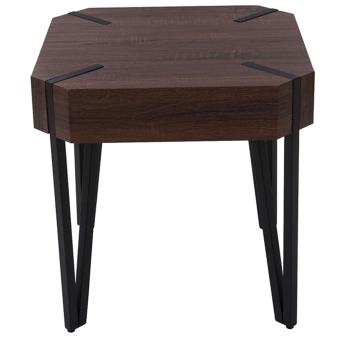 Table De Chevet Coloris Chene Brun Avec Pieds En Metal Noir Dim