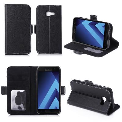Samsung Galaxy A3 2017 4G : Housse Portefeuille luxe noire Cuir Style avec stand - Etui noir coque de protection Galaxy A3 2017 avec porte cartes - Accessoires pochette XEPTIO : Exceptional case ! …