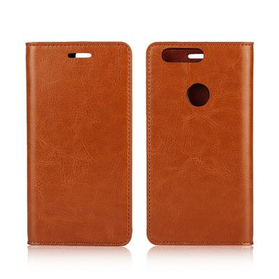 Etui en cuir véritable Crazy Horse pour Huawei Honor 8 - Marron