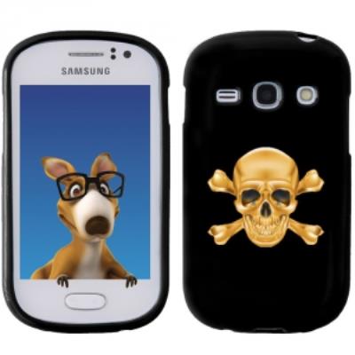 Coque Souple en gel noir pour Galaxy Fame avec impression Motifs tête de mort aspect or