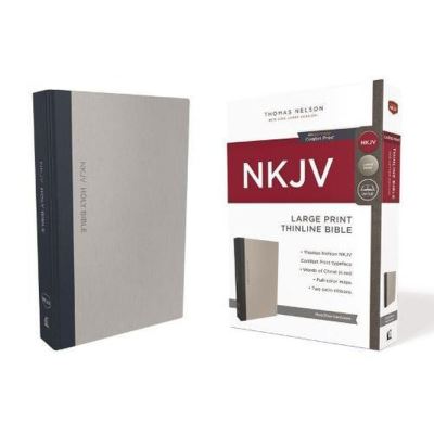 NKJV, Thinline Bible, Large Print, Cloth over Board, Gray/Blue, Red Letter Edition - [Version Originale]