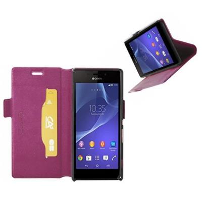 Etui Sony Xperia M2 Folio - Mocca Design (Violet/PRUNE)