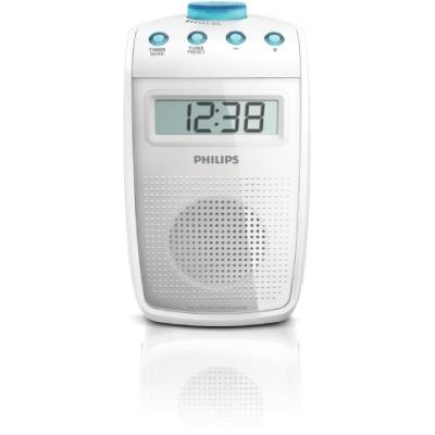 Philips AE2330 Radio de salle de bain étanche avec horloge intégrée et minuterie réglable, Blanc