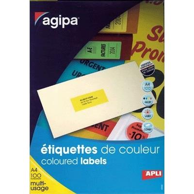 Agipa - Etiquette Adhesive Jaune A4 - Boite De 100