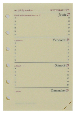 Quo Vadis - Recharge Organiseur Timer 14 16 Mois Horizontale Papier Ivoire