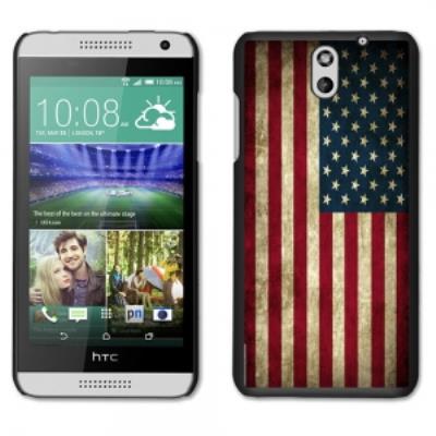 Coque noire pour HTC Desire 610 motif drapeau USA Vintage