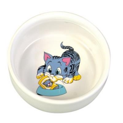 Ecuelle Céramique Avec Motifs Pour Chats, 0,3 L/Ø 11 Cm, Blanc - 4009 - Mon Animalerie