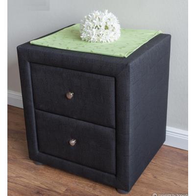 Table de chevet en tissu coloris noir - Dim : H 47 x L 53 x P 41 cm -PEGANE-